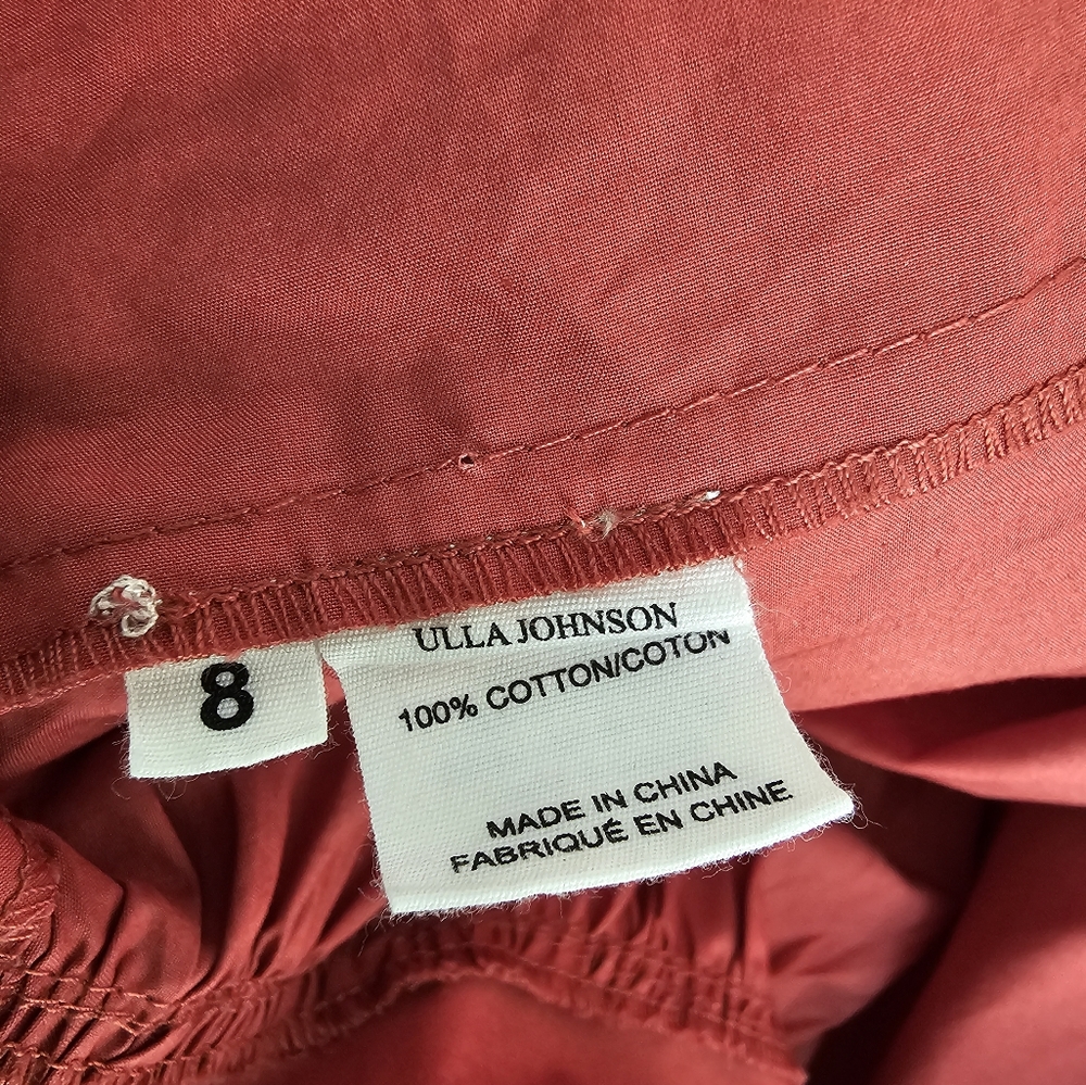 Ulla Johnson Hornoria Mini Dress Ruffle Red Cotton Size 8 - Picture 7 of 8